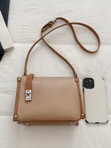 Solid Color PU Material Zipper Closure Women's Bag, Simple And Stylish Versatile Shoulder Diagonal Cross Bag, Women's Daily Commuting Use - Khaki - View 9