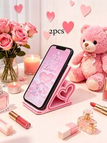 Romantic Heart-Shaped Phone Stand, Perfect Valentine's Day Gift For Her, Fashionable Desktop Decoration, Portable Non-Slip, Suitable For Live Streaming/Office/Broadcasting/Online Learning And More - Multicolor - View 13