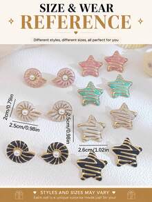 4 Pairs Random Style Stainless Steel Stud Hoop Earrings, Surprise Jewelry For Women, Lightweight Gift For Daily Wear - Multicolor - View 4