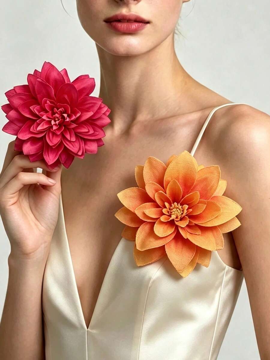 1 buah Bros Bunga Kain 3D Multi-Lapisan Elegan Buatan Tangan yang Berlebihan untuk Wanita, Gaun Malam, Pramusaji, Pin Dekorasi Jas