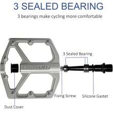 Aluminum Alloy MTB Bike Pedals, 9/16" Spindle Wide Platform Non-Slip Flat Pedals For Mountain Bike Cycling - Silver - View 6