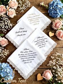 Customized Photo Wedding Handkerchief: Gift, Bride's Mother Gift, Wedding Gift For Parents, Wedding Keepsake, Wedding Handkerchief, Gift For Bride's Father, Groom's Father Gift - Multicolor - View 4