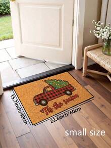 1pc Funny Christmas Truck & Christmas Tree Print Welcome Door Mat, Holiday Atmosphere Decor For Patio, Winter Outdoor Garden Welcome Mat, Home Decor - Mustard Yellow - View 8
