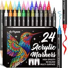 FLYSEA 24/36 Dual Tip Fine & Brush Pen Set | For Rocks, Fabrics, Wood, Glass & More, Perfect For DIY Crafts & Creative Art Projects With Bright Smooth & Quick-Dry Ink - Sets - View 13