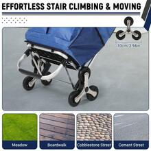 Carro Plegable para Escaleras 3 en 1 | 10 Ruedas Antideslizantes, Mango Telescópico, Aluminio Resistente, Carga 150 kg – Ideal para Mudanza y Oficina - Estilo diario - Ver 4