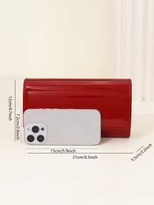LJDCRFT Ladies' Evening Clutch Patent PU Clutch Bag, Magnetic Closure Chain Shoulder Bag Elegant And Fashionable For Daily Use, Party Girl Handbag - Burgundy - View 7