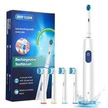 Smart Electric Toothbrush, Rotating Automatic Tooth Cleaner, 5 Modes, With 4 Replacement Soft Bristle Brush Heads, Rechargeable Toothbrush, 30s Smart Timer, For Deep Teeth Cleaning, Suitable For Home, Travel Use, Ideal Choice For Daily Teeth Cleaning, Perfect Holiday Gift - Multicolor - View 13