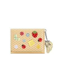 Cute Polka Dot 3-Fold Wallet With Button Decor & Star Wing Charm,Cute Ladybug Portable Coin Purse,Compact Women's Short Purse,Daily Card Organizer - Multicolor - View 13