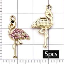 5/10pcs Rhinestone Flamingo Charms Alloy Crystal Flamingo Bird Pendant For DIY Bracelet Necklace Earring Tropical Jewelry Making Findings - Multicolor - View 13