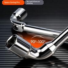 DAIEN Chrome Vanadium Steel Thickened L-Shaped Perforated Socket Wrench, Mirror Plated Dual-Head Straight And Bent Integrated, Long Bolt Unlimited Rod Length Automotive Repair Machine Maintenance Equipment Installation Special Wrench - 1 Pc - View 2