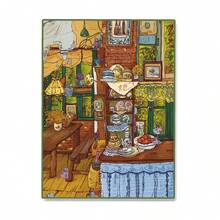 A Set Of DIY Scene‑Building Stickers, Retro Oil‑Painting Style 3D Diorama Stickers, European Vintage Scene Handmade 3D Stress‑Relief Shell Fun Leisure Stickers - Small Version 15.0 Grandmother's China Cabinet - View 7