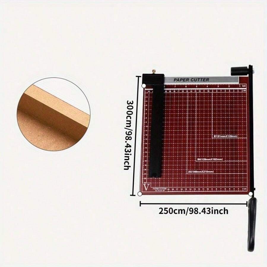 1Pc A4 Paper Guillotine Trimmer, Professional Cutting Tool For Paper Photos Aluminum Copper PVC, Office School Home Paper Cutter Machine - Brown Wood - View 1