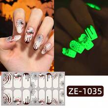New Halloween Glow-In-The-Dark Nail Polish Film Nail Stickers Spider Web Ghost Dark European & American Style Nail Art Decals - Multicolor - View 3