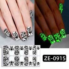 New Halloween Glow-In-The-Dark Nail Polish Film Nail Stickers Spider Web Ghost Dark European & American Style Nail Art Decals - Multicolor - View 7