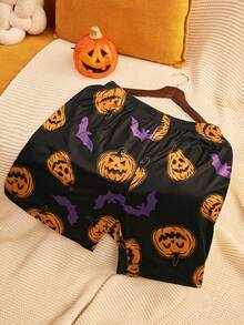 Notgurli 3 PiecesHalloween Loungewear Set – Bat & Pumpkin Prints; Fun, Comfortable, And Perfect For Everyday Lounging At Home House Party - Multicolor - View 9