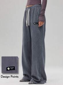 KyrLssu Women's Casual High Waist Wide Leg Pants With Side Pockets - Dark Grey - View 1