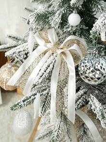1/2 Roll Gold Glitter Metallic Ribbon, Suitable For Christmas Tree Decoration, Gift Wrapping, Wedding Bows And Wreaths, Shiny Durable Polyester Handmade Ribbon With Gold Glitter, Suitable For DIY Crafts, Bows, Home Decor, Birthday And New Year - Multicolor - View 2