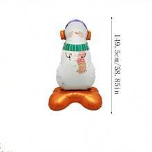 1pc Standing Snowman With Scarf Aluminum Foil Balloon, Christmas Party Indoor Scene Decoration, Photo Prop Holiday Decor - Standing Snowman With Scarf - View 6