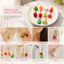 2/10pcs Enamel Fruit Vegetable Charms Strawberry Peach Mango Watermelon Carrot Pepper Pendant For DIY Necklace Earring Jewelry Making Findings - Multicolor - View 5