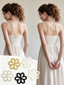 2pcs/4pcs Flower Shape Bra Strap Clips, Invisible Non-Slip Bra Strap Fixer, Women's Lingerie Accessories, Invisible Non-Slip Bra Strap Buckle, Suitable For Cross-Back Lingerie, Transparent Buckle, Non-Slip - A - View 1