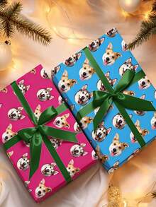 Custom Photo Wrapping Paper, Personalized Face Image Print Gift Wrap, Custom Portrait Decorative Wrapping Paper For Birthday, Holiday, Anniversary Gift Packaging - Multicolor - View 2