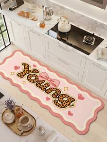DAJIANG 1pc Leopard Print Bowknot Oval Long Rug, Suitable For Bathroom, Kitchen, Outdoor, Hallway, Bedroom, Living Room, Machine Washable Easy To Clean, Non-Slip Entryway Mat, Bedroom Decor Carpet Accessory - Multicolor - View 5