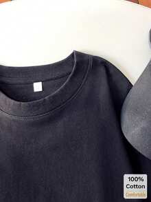 Funny Japanese Text Graphic Print Short Sleeve Mid-Length T-Shirt, Stylish Casual Top For Women Black Summer - Black - View 6
