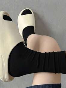 20/10/5/3/1 Pairs Spring/Summer Mid-Calf Maternity Socks, Classic Versatile Neutral Style, Suitable For Daily Wear, Maternity Holiday Gift, Women's Solid Color Wide Cuff Comfortable Minimalist Maternity Socks, Moisture-Wicking, Breathable, Autumn/Winter Sports, Casual, Business Occasions, Christmas Gift - Black - View 4