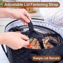 Slow Cooker Carrying Case For 6-8 Quart (Approx. 1.8-8 Liter) With Strap, Suitable For Hot Food And Hamilton Beach Slow Cooker Carrying Bag With Lid Fastener, Dust Cover For Slow Cooker Equipment - Multicolor - View 6