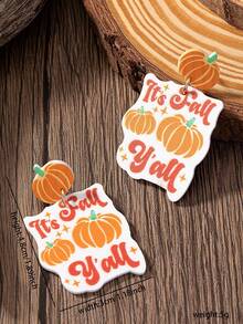 1 Pair Autumn Fall Theme Dangle Earrings Cute Pumpkin It's Fall Y'all Statement Drop Earrings Thanksgiving Harvest Party Costume Jewelry - Pumpkin Letter Earrings - View 3