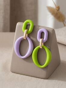 Geometric Exaggerated Hoop Earrings New Niche Fashion Personalized Retro Hong Kong Style Large Ear Studs Drop - Three-tier Link Earrings - View 7