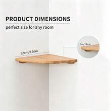 1 pieza Estantería de esquina de madera maciza de 22 cm, Estantería de pared de madera, Estantería de almacenamiento de decoración de pared de madera fijada con tornillos - Multicolor - Ver 7