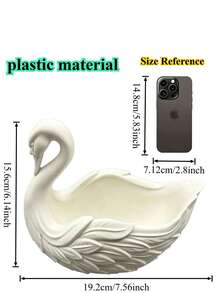 Realistic Swan-Shaped Tableware Storage Tray, Elegant White Minimalist Storage Tray, Suitable For Storing Jewelry, Tableware, Office Supplies, Cosmetics And Other Daily Items, Suitable For Kitchen Countertop, Entryway, Bedroom Vanity, Minimalist Home Decor Centerpiece | Nordic Style White Swan Storage Box, Feather Texture Decorative Bowl - View 9