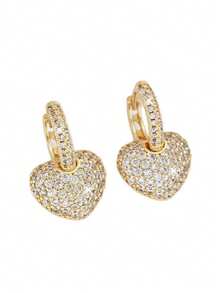 1 Pair Personalized Heart-Shaped Hoop Earrings, Exaggerated European & American Style, Elegant Elegant Earrings With High-End Feel - Gold - View 4