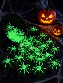 25/50pcs Glowing Mini Spiders, Green Realistic Spider Props, Horror Scene Decoration, Suitable For Desktop And Spider Web Decor, Perfect Thrilling Small Gift For Adult Halloween Party Hosts, Halloween And Thanksgiving Theme Party Decoration - Multicolor - View 5