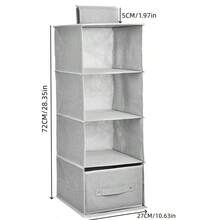 Hanging Closet Organizer With Drawer, Multi‑Shelf Fabric Hanging Storage Shelves, Dust‑Proof Clothes Underwear Organizer For Wardrobe Bedroom - View 12