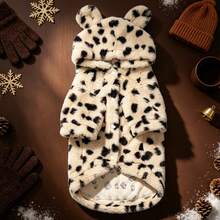 1pc Pet Dog Hoodie, Classic Leopard Print Pattern, Non-Elastic Outer Fabric, No Thermal Lining, Recommend Measuring Pet Size And Choosing 1-2 Sizes Larger, Suitable For Small/Medium Dog And Cat Clothes, Pet Coat For Cold Weather - Multicolor - View 5