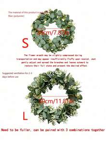 1pc Artificial Eucalyptus Wreath, Suitable For Front Door, Eucalyptus Door Decor Wreath, Hanging Decorative Door Ring, Farmhouse Yard Garden Holiday Celebration Window Party Home Decor (Assembled With Splicing Craft, Easy To Fall Off Under Strong Pulling, Can Be DIY Assembled, Due To Lighting, Display And Other Reasons, There May Be Slight Color Difference Between The Actual Product) - Multicolor - View 3
