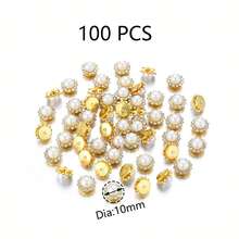 100PCS Colorful Pearl Rhinestones, Flower Decorative Rivets, 10/12mm Diameter Sunflower Rhinestones, Suitable For DIY Handmade Glue Backing, Holiday Party Headbands, Hats, Shoes, Bags, Clothing Decoration - Sunflower Pearl Rhinestone - View 11