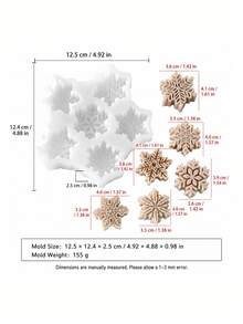 6-Cavity Multi-Style Snowflake Silicone Mold, DIY Candle Inlay Christmas Craft Mold - 6-hole Christmas Snowflake Mold - View 7