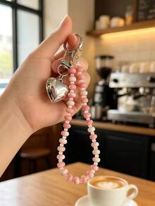 1pc Elegant Cute ABS Plastic (ABS Resin) Heart Keychain Pendant, Car Key Ring, Bag Charm, Beaded Key Chain - Heart - View 9