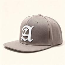 1pc Gothic Letter A Embroidered Flat Brim Snapback Cap Solid Color Adjustable Hip Hop Streetwear Baseball Cap Unisex - Multicolor - View 14