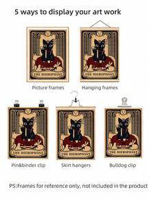 1pc Frameless Funky Black Cat Skeleton Tarot Witch Wall Art Dorm Gift - Multi-color - View 8