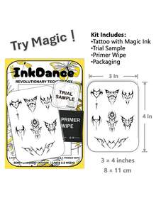 1 Kit Revolutionary Technology Tattoos, Semi-Permanent Tattoos, Temporary Tattoos, Long Lasting, Men Tattoo, Fake Tattoos, Water-Resistant, Authentic Tattoo Look, InkDance Ink Dance, Plant-Based X170 - Black - View 3