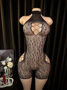 Lingerie Set / Role Play Costume,Cover-Up, Fishnet Bodysuit Elastic Fishnet Lingerie Bodysuit For Women And Girls Bikini - Black - View 4
