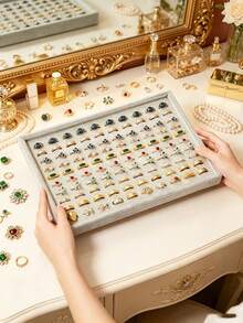 1pc Jewelry Tray, Multi-Color Divided Design, Vanity Earring Necklace Bracelet Storage, Jewelry Display Home Organizer - Multicolor - View 5