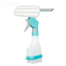 4-In-1 Glass Cleaning Brush, Multi-Function Window Cleaner, Can Scrape, Wipe, Scrub And Spray, Creative Household Cleaning Tool, Suitable For Bathroom, Mirror, Window, Glass And Tile Small Cleaning Tool - Blue - View 5