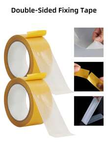 2 Rolls Strong Adhesive Fabric Tape, No-Cut Multi-Function No Damage Hemming Tape, Suitable For Fabric Clothing No-Sew Self-Adhesive Fixing - Yellow - View 3