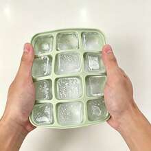 12 Cavity Silicone Ice Cube Mold, Rectangular Ice Tray With Lid, Easy Demoulding Ice Maker For Home Bar Restaurant, Ideal For Coffee Whiskey Drinks Party Camping Use - Green - View 1