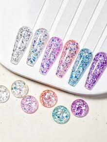 MIANEL GEL 2026新款限量版全息閃粉凝膠指甲油，超亮大顆粒閃粉，耀眼虹彩雷射閃粉，適用於美甲沙龍與DIY美甲，LED固化 - 彩色 - 查看 10